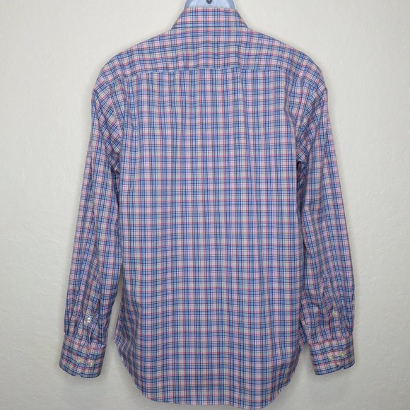 Egara* Men's Long Sleeve Button Down Curved Hem‎ Plaid Dress Shirt ~ Size Large - Picture 2 of 11
